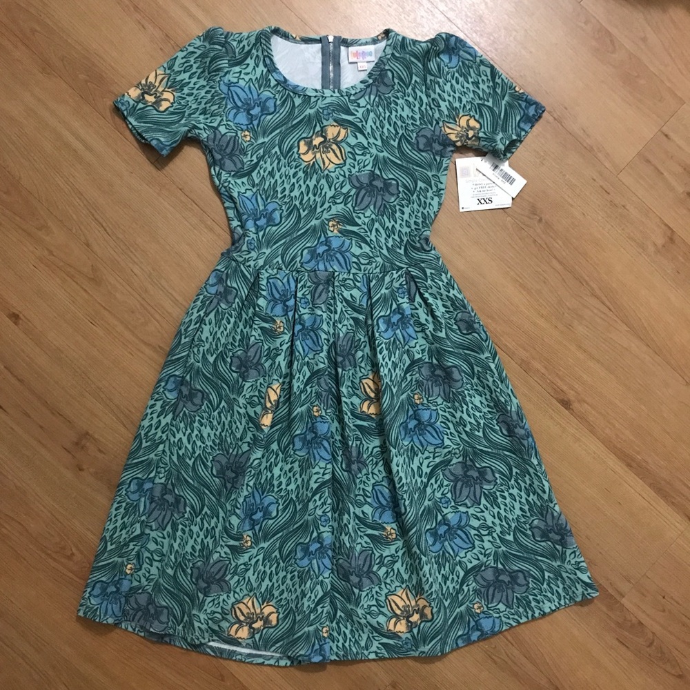 NWT LuLaRoe XXS Amelia sea foam green floral